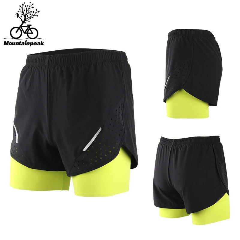 Для мужчин поддельные два беговые шорты 4 цвета мужской двойной Слои дышащая