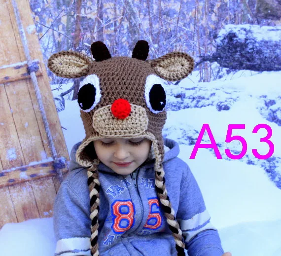 30 шт./лот Новорожденный ребенок олень шапка для новорожденной девочки Санта