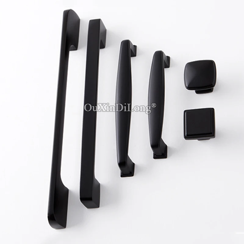 Европейский Элегантный черный 2 шт Твердый латунный кухонный шкаф дверные ручки