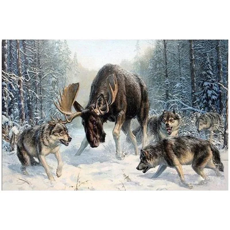 5D алмазная Вышивка Животных Волк покрытый снегом пейзаж Алмазная Картина