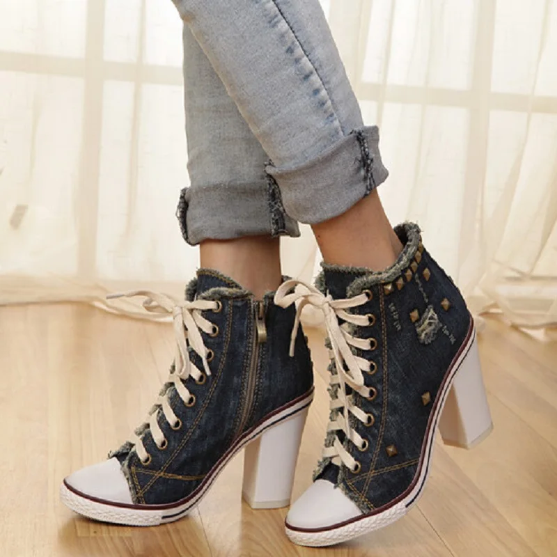 Женские джинсовые туфли на толстом высоком каблуке размеры 34 40|fashion heels|heels fashionthick