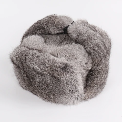 rabbit grey Новое поступление русском кролика Охотник на пушных зверей Шапки для Для мужчин плотная зимняя куртка на хлопковом подкладе для мальчиков шапки из натурального кроличьего меха, развивающий коврик для ползания на открытом воздухе бомбардировщик шапка из настоящего меха - Цвет: rabbit grey
