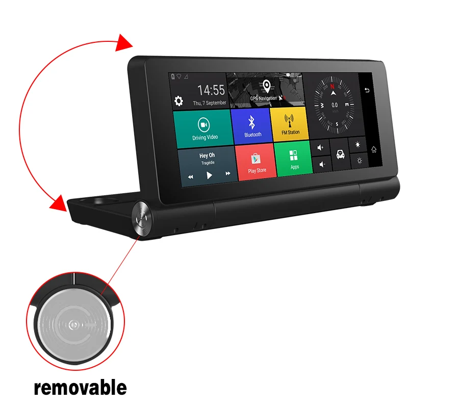 Topsource 4G Автомобильный gps навигатор Android 5,0 Bluetooth ПЗУ 16 Гб ОЗУ 1 Гб Full HD 1080 P Enregistreur видео avec deux камеры