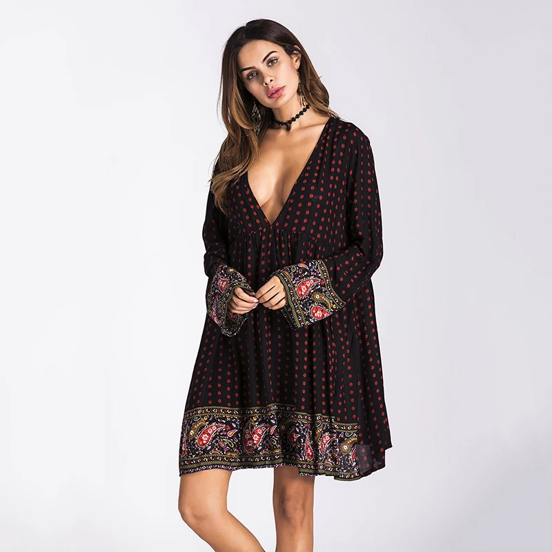 Сексуальная Boho платье Для женщин летние пляжные 2018 Повседневное с длинным
