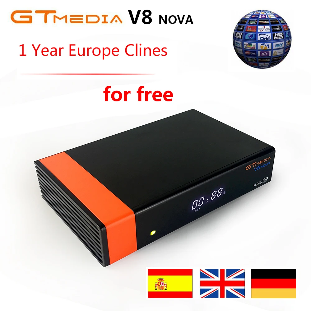 GTmedia V8 Nova Receptor 1 год Cccam Clines для Испании Европа H.265 1080P HD WiFi DVB S2 спутниковый приемник