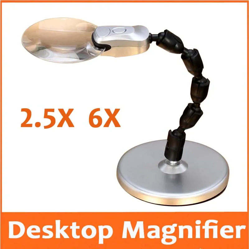 

2.5X 6X Reading Magnifying Glass LED Illuminated PCB welding Cellphone Mobile Phone Repair Magnifier Desktop Table Lamp Light