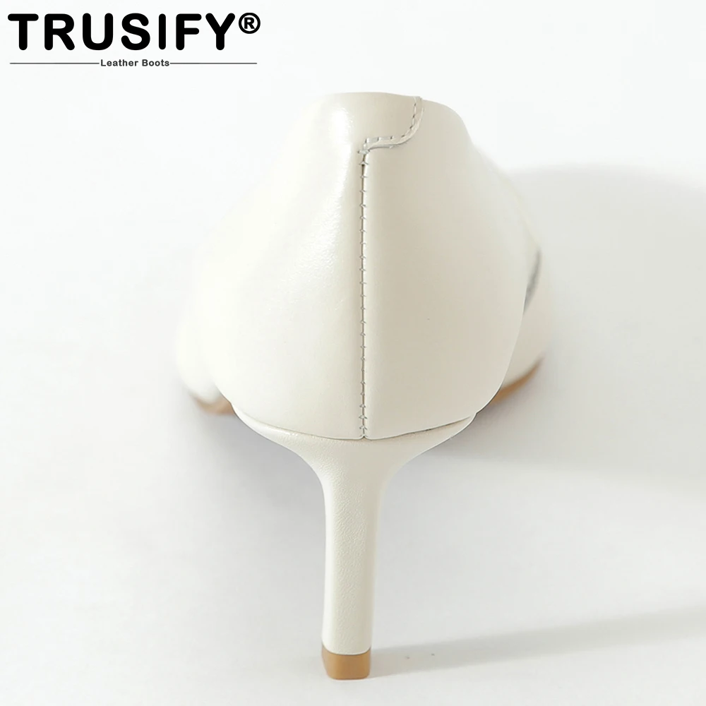 Trusify 2018 о каретки из коровьей кожи Острый носок с открытым носком весна/осень