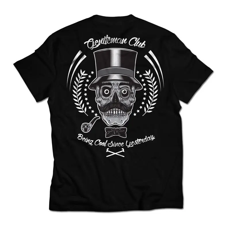 Gentlemans club хипстер усы трубы череп ретро dtg Мужская футболка футболки летние