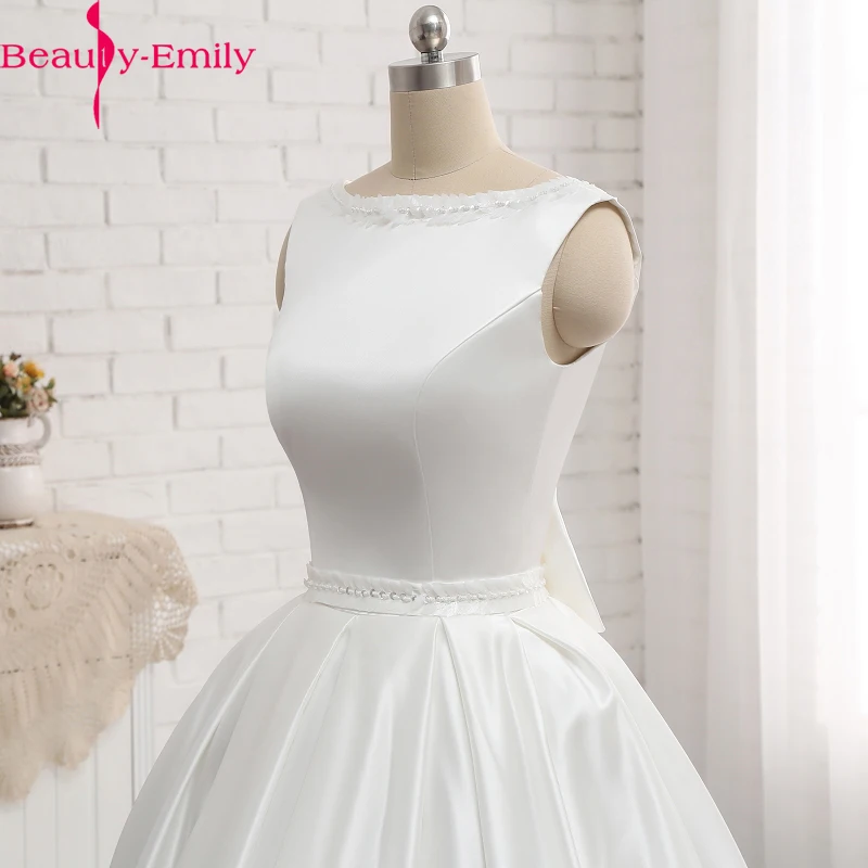 Женское свадебное платье Beauty Emily белое цвета слоновой кости с круглым вырезом и