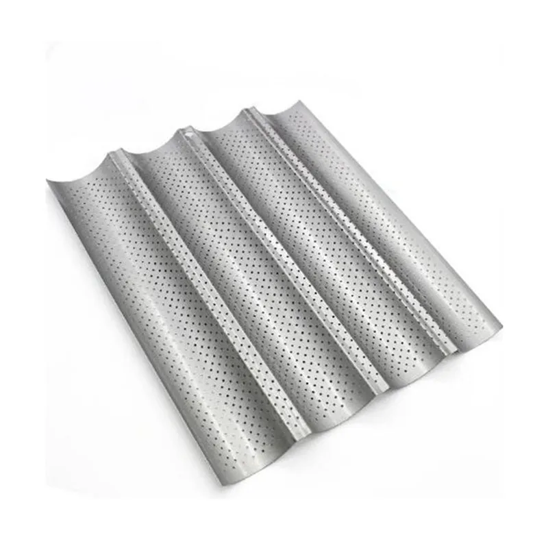 New Baguette French Bread Baking Tray 4 Groove Wave Frame Rack Nonstick Carbon Steel Cake Mold Pans | Дом и сад