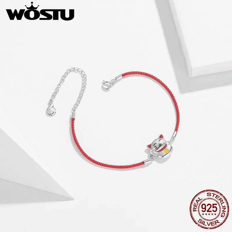 WOSTU 100% Настоящее серебро 925 пробы браслет Maneki Neko 2020 Новое поступление