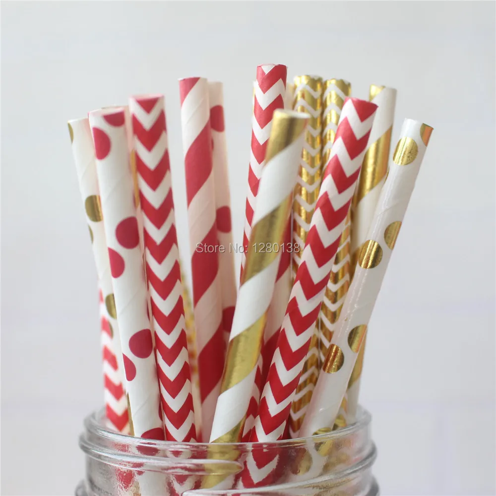 

500pcs Eco-friendly Paper Straws Pink Blue Mint Purple Red and Rose Gold Foil Cake Pop Sticks for Party Wedding Table Setting