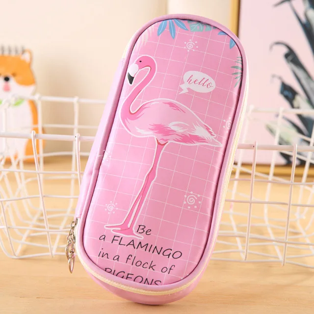 Pink Чехол для карандашей с изображением фламинго, вместительные школьные принадлежности kalem kutusu kawaii capacidad, сумка из материала lapiz etui pennen estuche piornik - Цвет: Pink