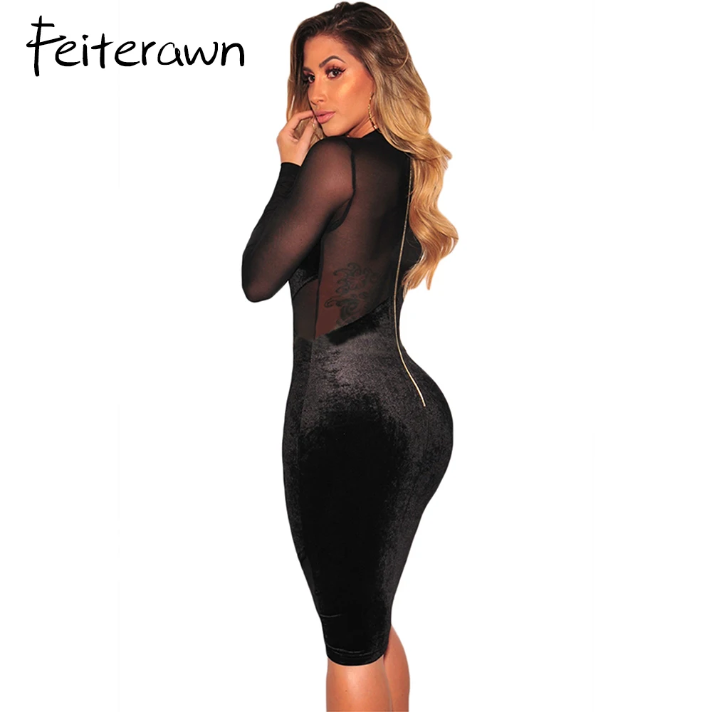 Feiterawn 2018 новые летние Для женщин Bodycon платье с длинным рукавом Сексуальная