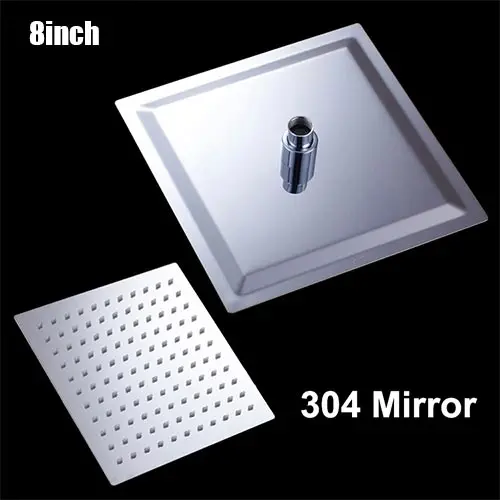 8inch Square Mirror SRJ ванная душ 304 нержавеющая сталь Supercharged ультра-тонкий спрей душевая головка ванная матовая оснащение для душа аксессуары - Цвет: 8inch Square Mirror