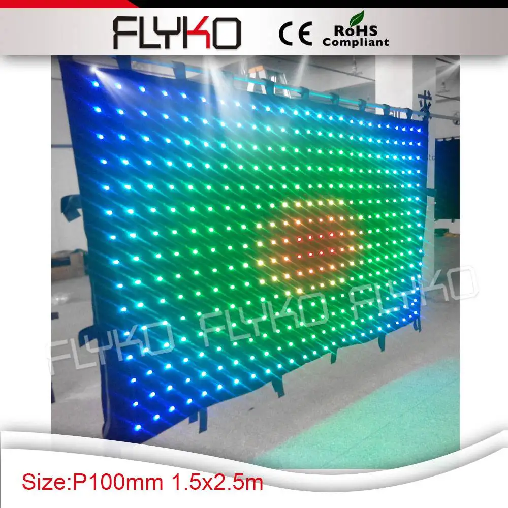 

Disco DJ sound light flexible top material led curtain wall with high quality Pixel100mm
