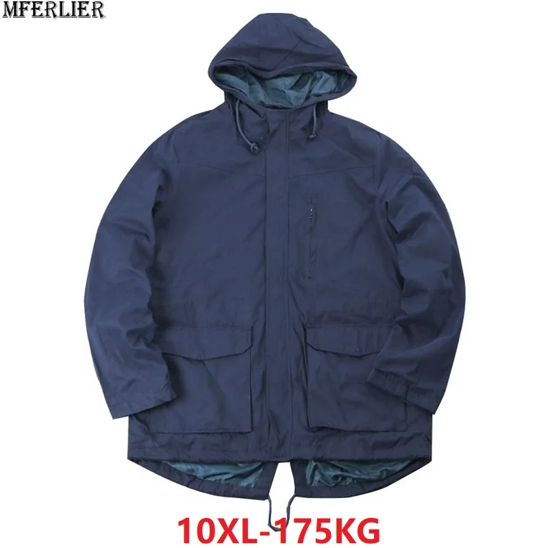 Мужские куртки пальто с капюшоном зимний Тренч большие размеры 7XL 8XL 9XL 10XL синие