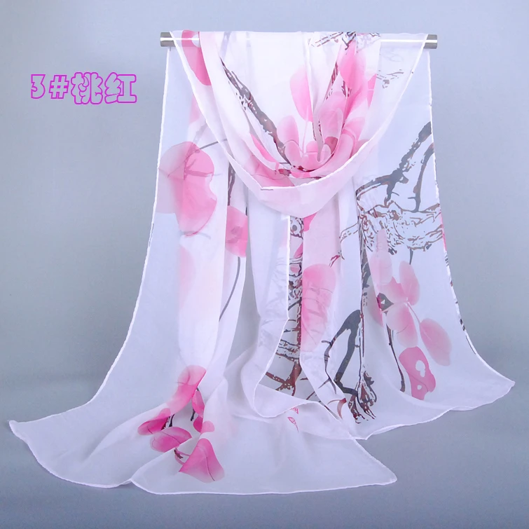 Женщины printe шарф/платки шифона шелка листьев длинная голова довольно цветок