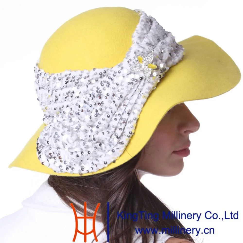 Бесплатная доставка Джун молодой Для женщин Шапки Фетр 100% шерсть широкими полями