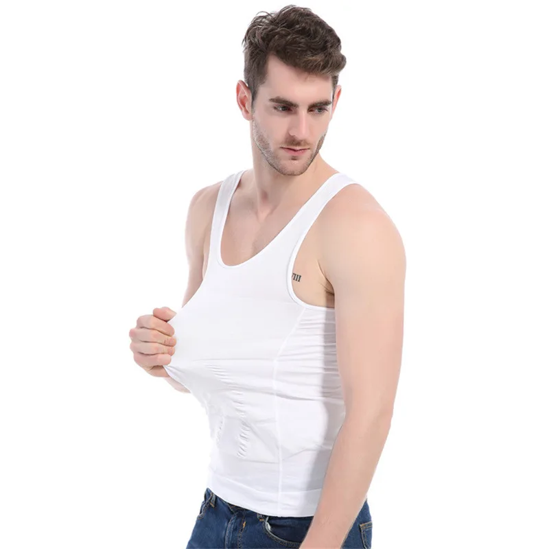 White Горячая Для Мужчин's Утягивающее Корректирующее Белье Фаха hombre Body Shaper Для мужчин животик формирователь жилет животик Формирователь талии Облегающая рубашка с поясом для сжигания жира - Цвет: White