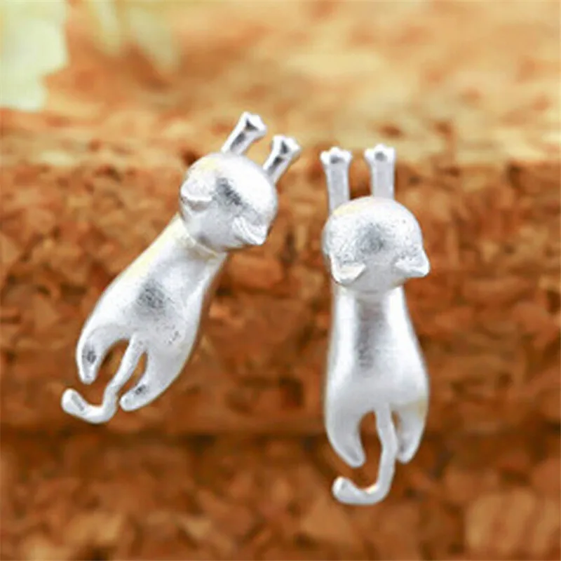

1Pair New Silver Color Stud Earrings Cat Earrings Jewelry For Women Statement Earrings