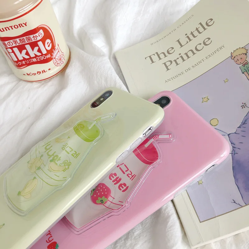 Korean Reduce Pressure Fruits Drink Phone Case For iPhoneXR XS MAX X Cute Lovely Patterned iPhone8 7 6S Plus Soft Cover |