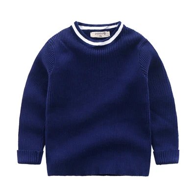 navy blue Весенний свитер с круглым вырезом для маленьких мальчиков и девочек; детские свитера на зиму; вязаный джемпер для мальчиков; Swe vetements de garcons - Цвет: navy blue