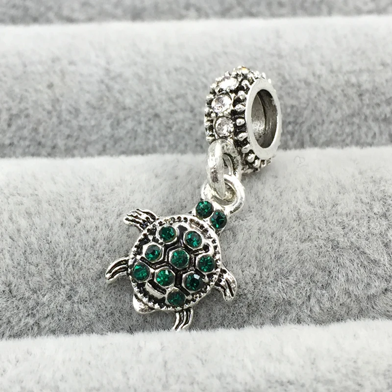 Черепаха с зелеными кристаллами висячие подвески европейские Бусины Подходят
