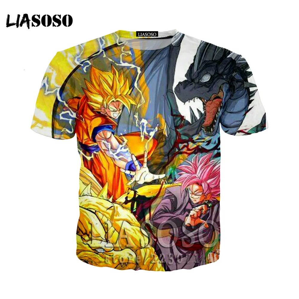 LIASOSO Marca Dragon Ball футболка 3d аниме Uomo дивертент хип хоп 3D печать harajuku Goku ba04 | Мужская