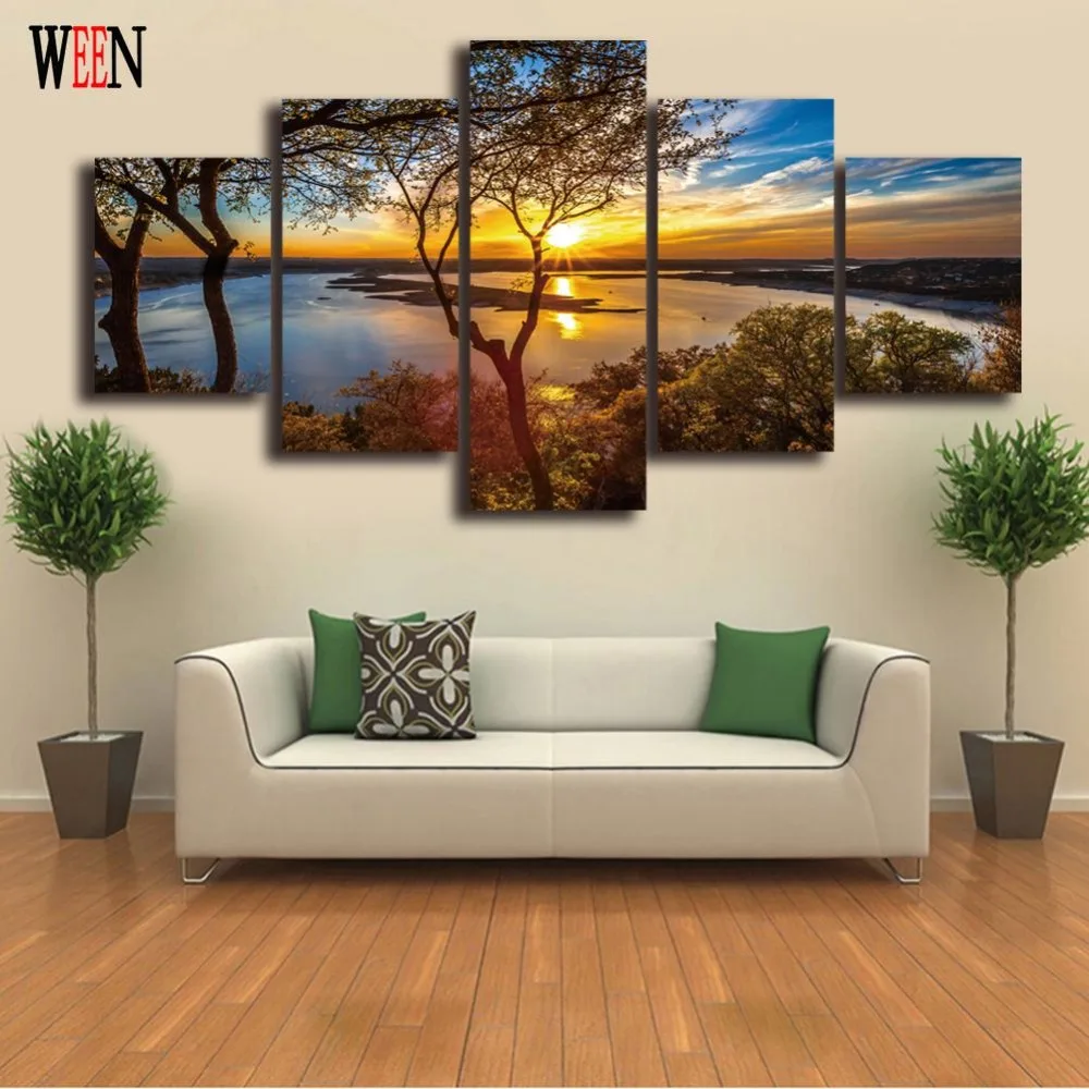 HD пейзаж 5 панель настенная живопись холст печать обрамленные картины Домашний