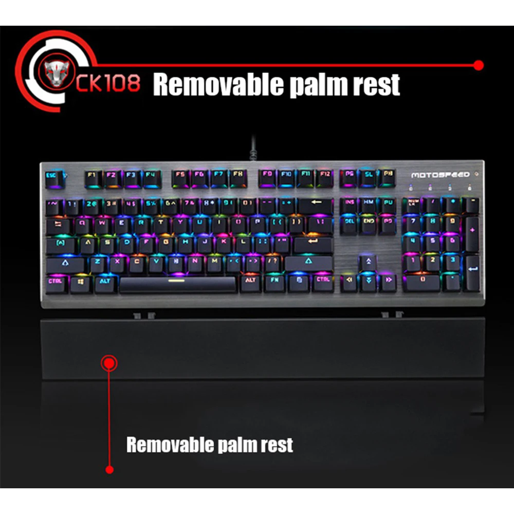 Motospeed CK108 игровая механическая клавиатура с подсветкой для геймера RGB русская