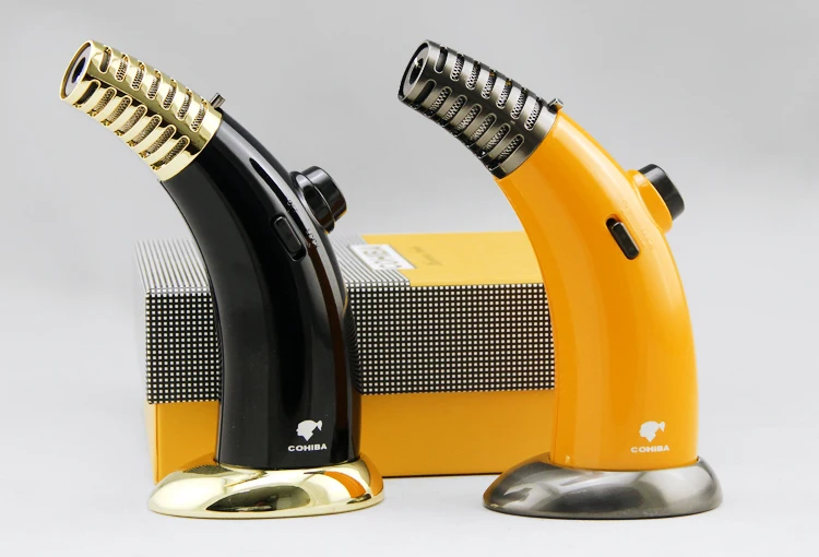 Зажигалка COHIBA металлическая ветрозащитная для сигарет 1 горелка газовая