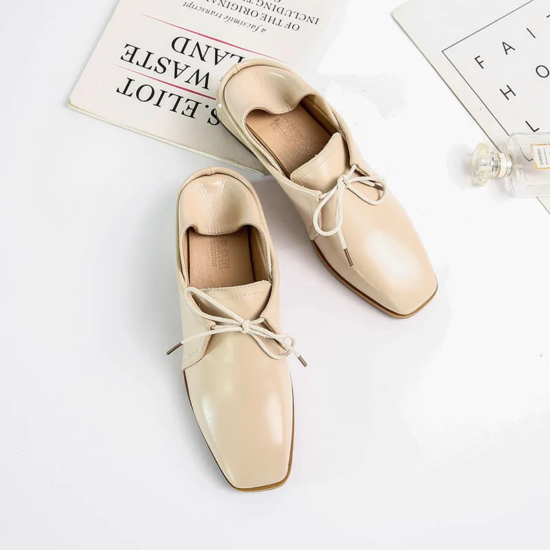 Женские кожаные лоферы на шнуровке винтажные Мокасины обувь для студентов 2019 |