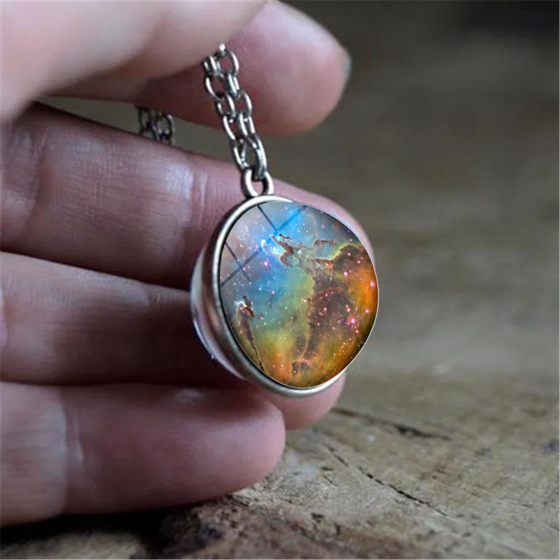 Ожерелье с подвеской в виде стеклянного шара Universe Galaxy Nebula двусторонняя картина