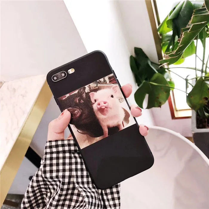 Забавный чехол с рисунком поросенка для iphone X 6 6S 5S 7 8 plus мягкие милые Чехлы пар