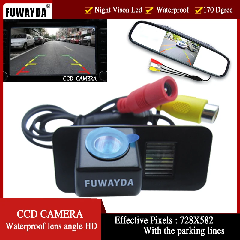 

FUWAYDA CCD Car Rear View Camera for FORD MONDEO/FIESTA/FOCUS HATCHBACK/S-Max/KUGA,with 4.3 Inch Rear view Mirror Monitor
