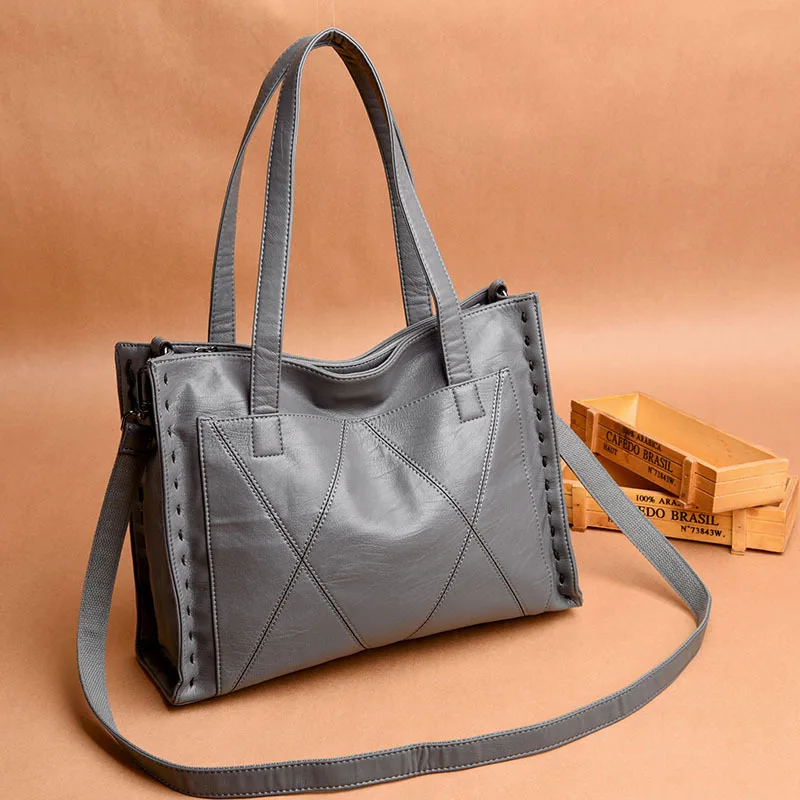 Dark grey Высококачественные Женские сумки из натуральной кожи, модные женские сумки-тоут, женские сумки-мессенджеры, женские сумки через плечо, женские сумки - Цвет: Dark grey