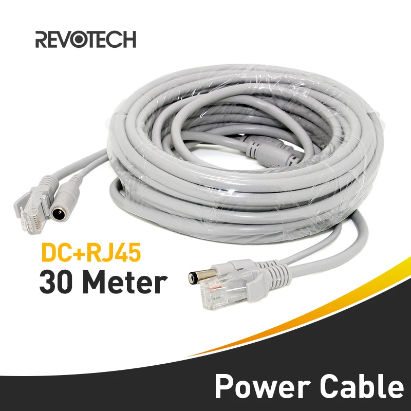 30 м DC + RJ45 Ethernet кабель питания CCTV сети Lan для NVR Системы IP камеры | Безопасность и