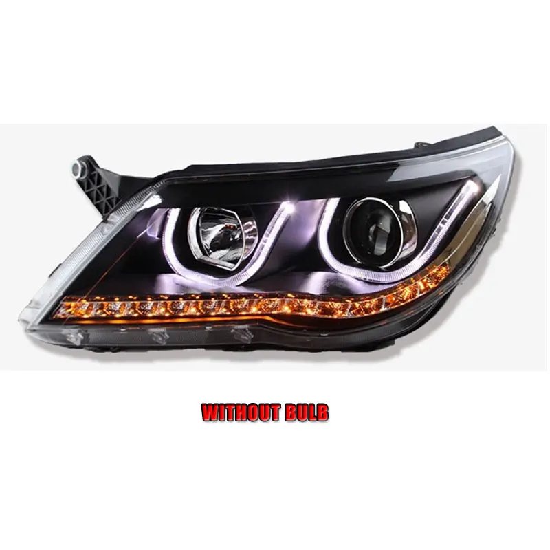 Авто PRO 2010-2012 для vw tiguan фары ангельские глазки автомобильный Стайлинг светодиодный DRL Q5 Биксеноновые линзы парковочные Ксеноновые H7 светодиодный фары - Цвет: without bulb version