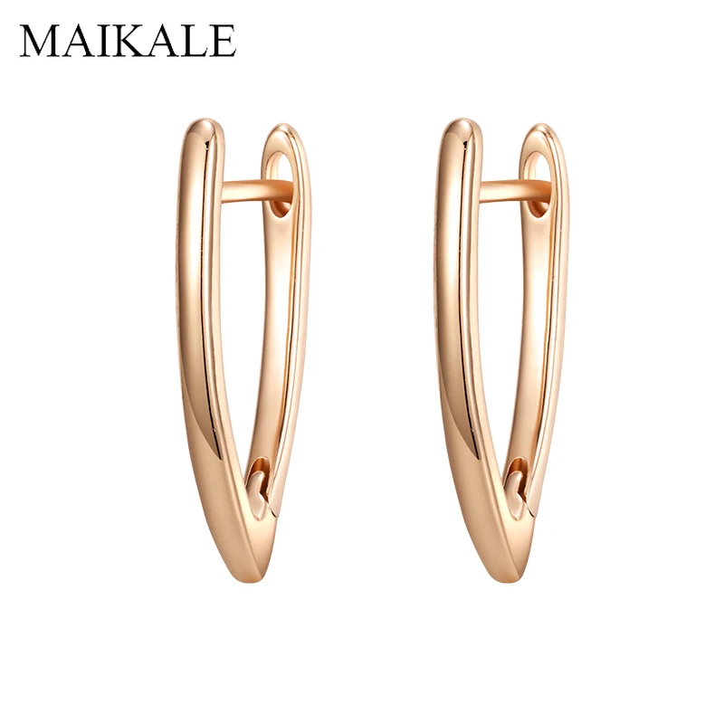 MAIKALE, простые серьги в форме V, золотые, серебряные, медные, массивные серьги, классические серьги-гвоздики для женщин, Pendientes Brincos