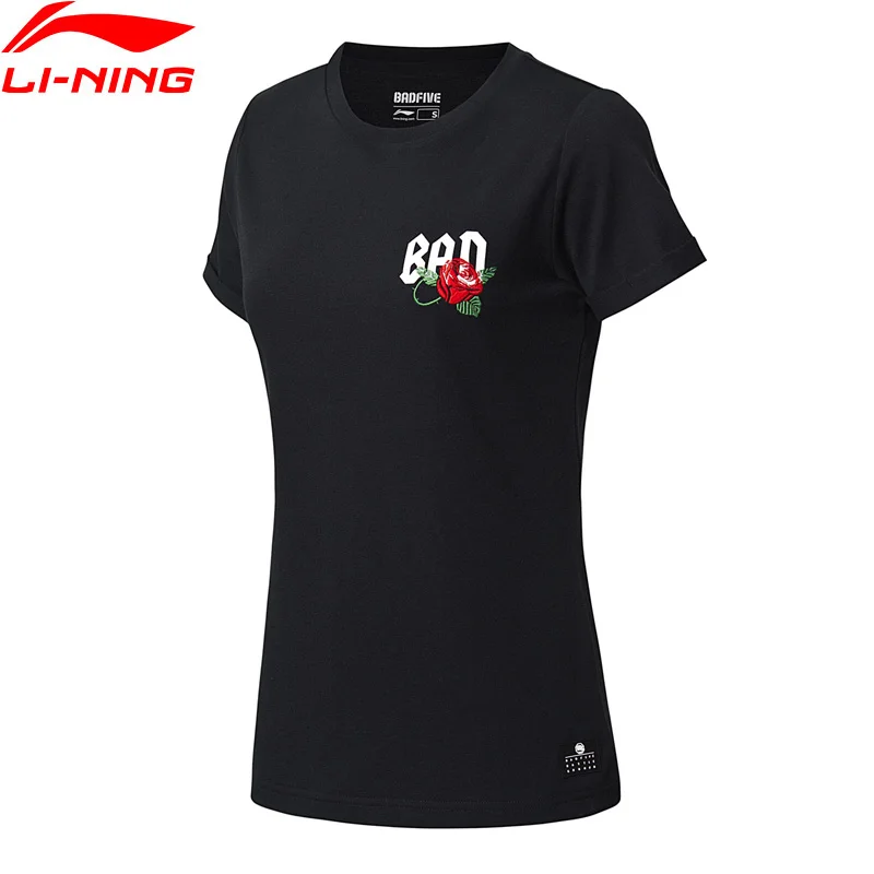 Li-Ning, женские баскетбольные майки BAD FIVE, хлопок, обычная посадка, футболки с подкладкой, удобная спортивная футболка, топы AHSN154 WTS1402