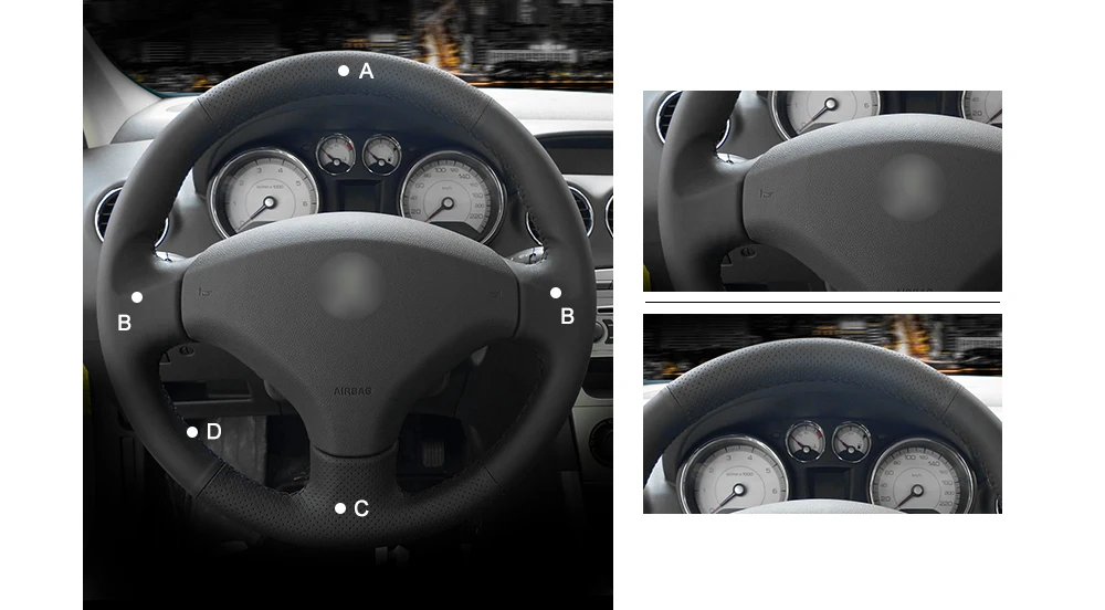 MEWANT черная искусственная кожа Чехол рулевого колеса автомобиля для peugeot 308 2007-2013 408 2012