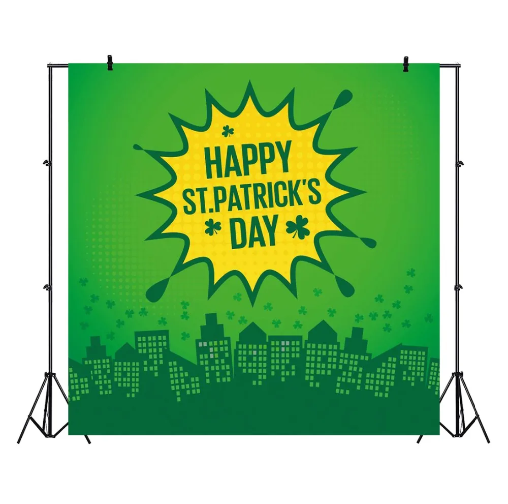 Laeacco Happy St. Patrick's Day Green Shamrocks Baby Portrait Natural Scene Photo Backgrounds Photography Backdrops Studio |