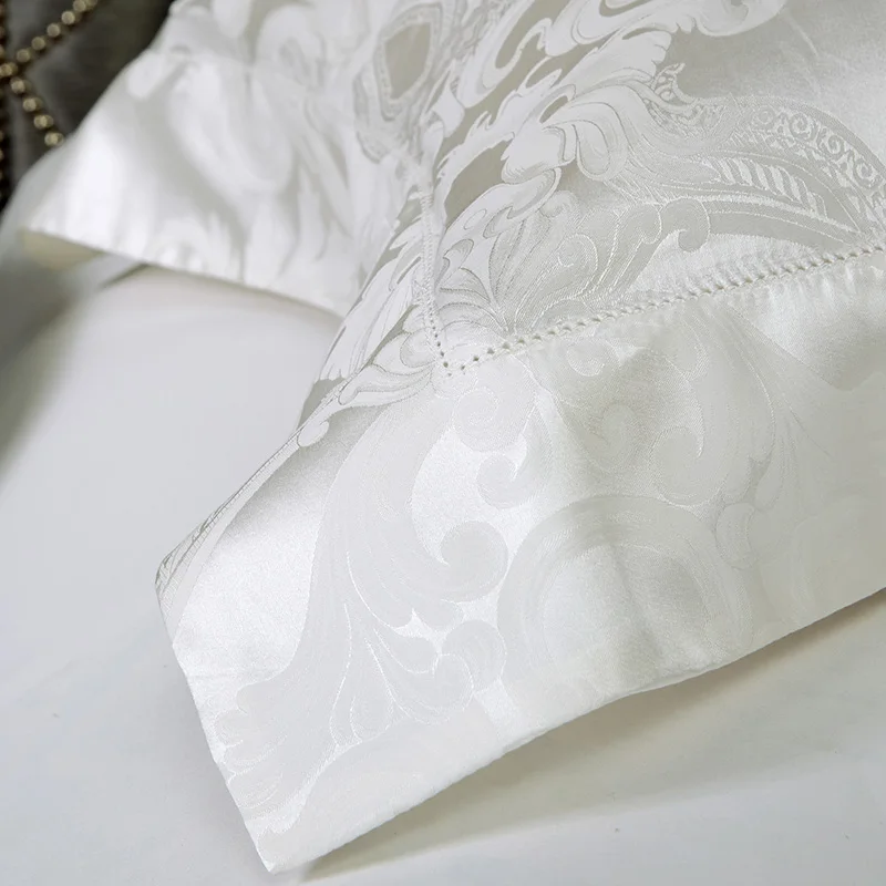 Cotton and Mulberry Silk Luxury Bedding Sets King size 4Pcs Premium Duvet Cover Set Bed Sheet Pillow shams Ultra Soft Durable