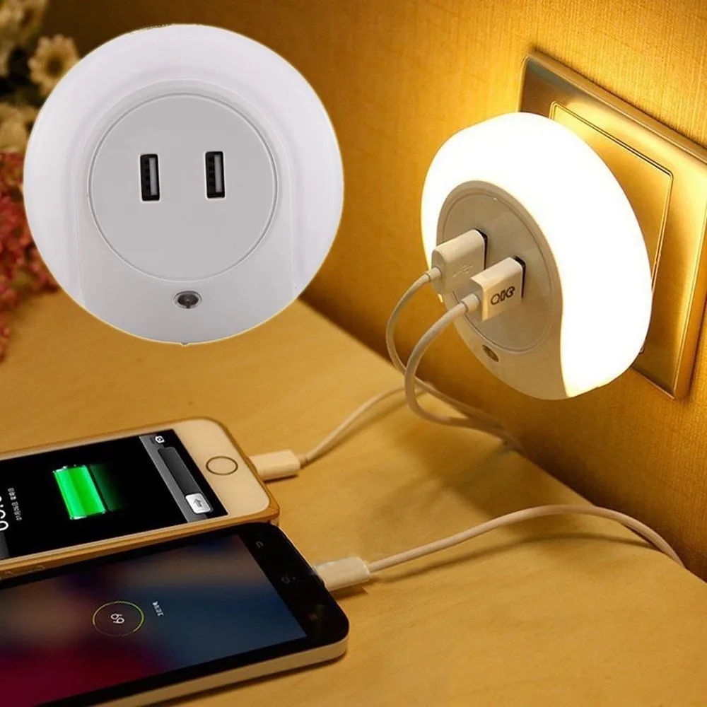 Двойной USB прикроватное зарядное устройство светодиодный светильник