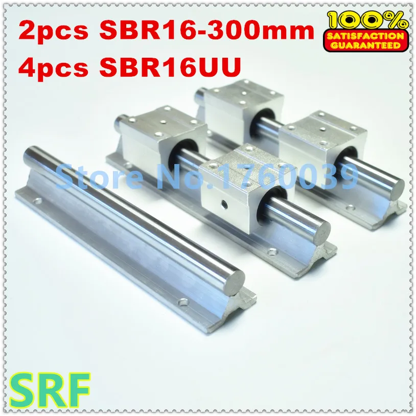 

2pcs 16mm linear guide rail SBR16 L=300mm linear shaft rail supported+ 4pcs SBR16UU Linear Motion Bearing Blocks