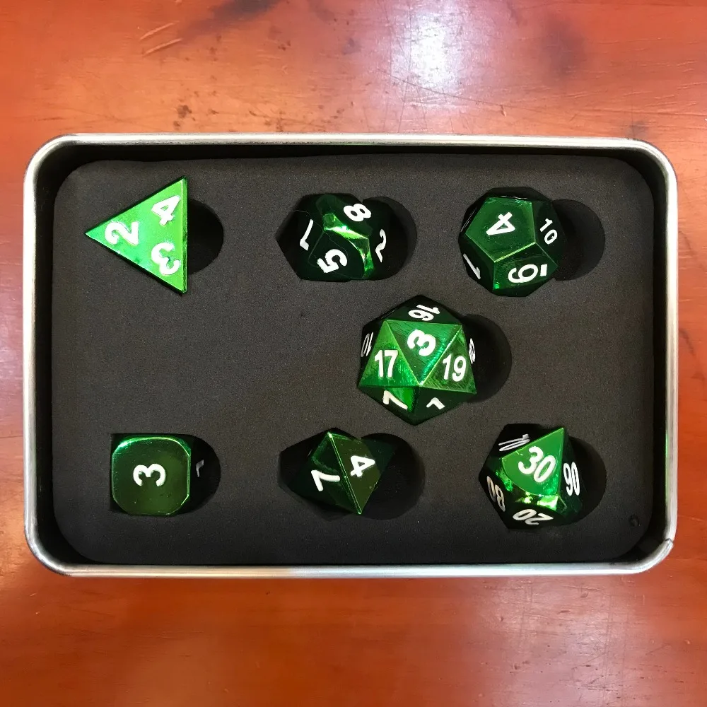 Metal Polyhedron 7 Dice Set (D4 D6 D8 D10(0-9) D10(00-90) D12 D20)Equipped with exquisite metal packing boxes | Спорт и развлечения