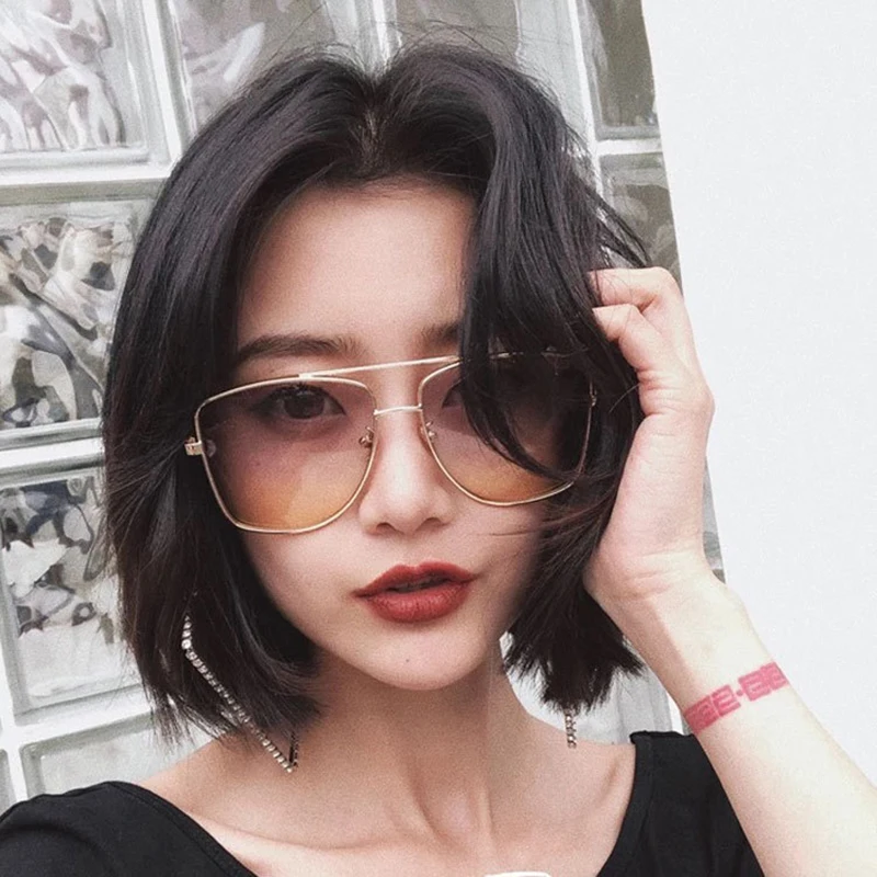 Новые плоские солнцезащитные очки оверсайз Мужские квадратные женские модные