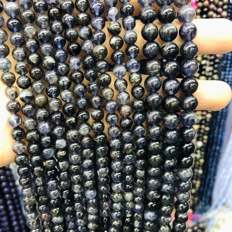 Бусины Из Натурального иолита гладкие круглые бусины из натурального камня 4 мм 6