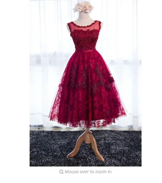 Красота Emily винно красное кружевное платье с цветочным рисунком короткими